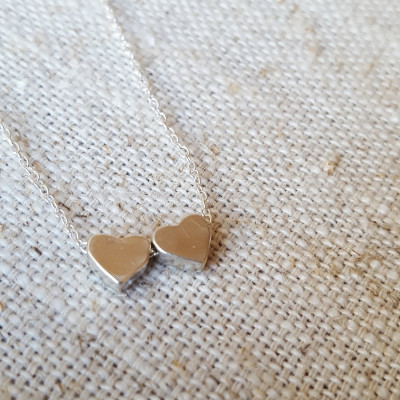 Personalised tiny sterling silver love heart necklace. Personalised date necklace, tiny charm necklace, bridal jewellery, bridesmaid chain