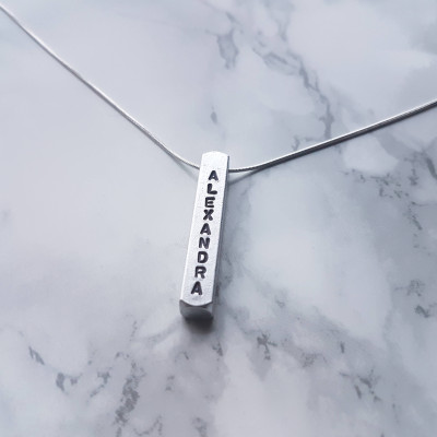 Personalized Bar Necklace | Name Necklace | Bar Necklace | Silver Bar Necklace | Simple Bar Necklace | Minimalist Necklace