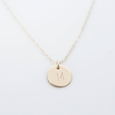 Personalized Circle Disc Necklace 18k Gold Filled Silver / Initial Disc Necklace, Letter Necklace / Delicate and Minimalist / Everyday