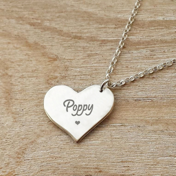 Personalized Heart Necklace - Sterling Silver Name Necklace, 925 Sister Necklace