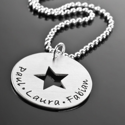 Personalized MY STARS 925 Silver chain necklace with engraving name necklace star