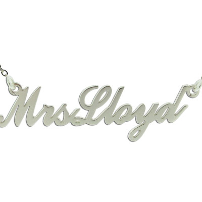 Personalized Sterling Silver Carrie Style New Bride Mrs Name Necklace Pendant ANY NAME with 2 CAPITALS Brides Hen Night Gift Wedding Gift