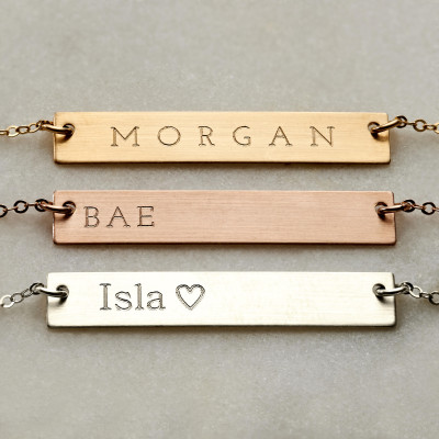 Reversible Personalised Bar Necklace - 18k Gold Fill, Rose Gold Fill, Sterling Silver, Personalised Necklace, Gift For Her - NB02-G/RG/S