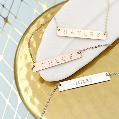 Reversible Personalised Bar Necklace - 18k Gold Fill, Rose Gold Fill, Sterling Silver, Personalised Necklace, Gift For Her - NB02-G/RG/S
