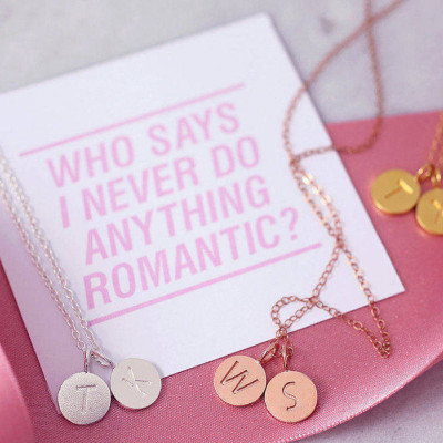 Romantic Gift Wife | Romantic Necklace | Funny Love card | Disc Necklace | Funny Valentine | Dainty thin Chain | Tiny Letter Necklace |