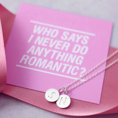Romantic Necklace | Funny Love card | Disc Necklace | Romantic Gift Wife | Funny Valentine | Dainty thin Chain | Tiny Letter Necklace |