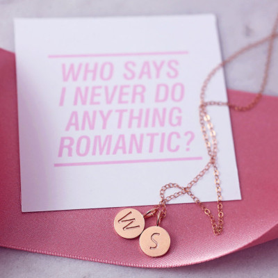 Romantic Necklace | Funny Love card | Romantic Gift Wife | Funny Valentine | Dainty thin Chain | Disc Necklace | Tiny Letter Necklace | RG