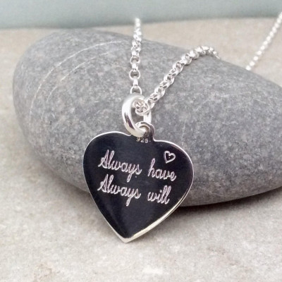 Personalized Romantic gift, Anniversary gift for wife, wife birthday, gift for women, 25th anniversary, silver necklace, engraved necklace