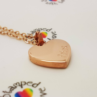 Rose Gold, Silver, heart pendant, Christmas Gift, Stocking Filler, personalised, heavy, 17" chain, handmade, new mum, birthday present, gift