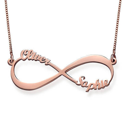 Rose Gold Sterling Silver Custom Double Infinity Name Necklace Personalised Gift for Women