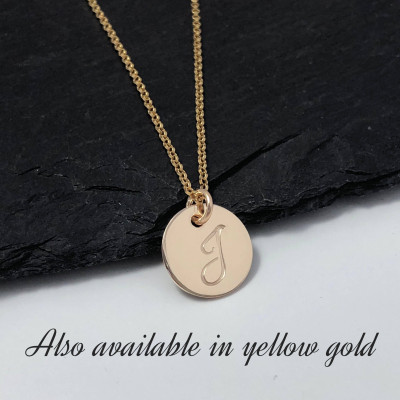 Rose gold initial necklace, hand stamped initial pendant, personalised rose gold charm necklace, gift for daughter, gift for her