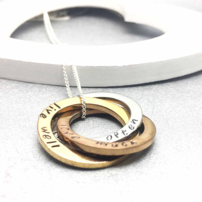 Russian Ring - Name Necklace - Personalized Necklace - Valentines Gift Idea -  Family Necklace - Hand Stamped - Handstamped Jewelry