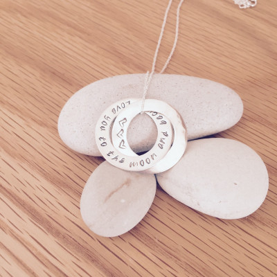 Russian Rings Necklace Sterling Silver Personalised Hand Stamped