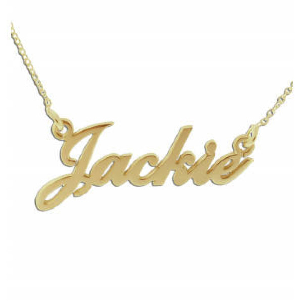 SOLID 18k (18ct) GOLD Carrie Name Necklace 3 Name Plate Sizes ANY Name - Personalised Name Pendant 18th 21st Birthday Jewelry Gift for Women