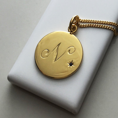 September Birthstone Initial Necklace in 18ct Yellow Gold Vermeil