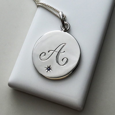 September Birthstone Initial Necklace in Sterling Silver