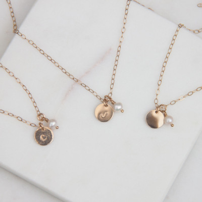 Set of Bridesmaid Initial Necklaces in Gold Filled or Sterling Silver, Set of Bridesmaid Necklaces, Bridesmaid Gifts, Initial Tags