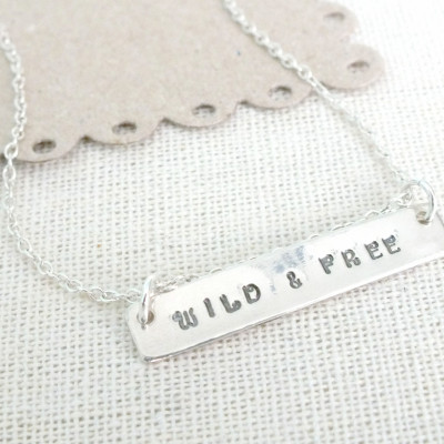 Silver Bar Necklace, Hand Stamped Bar Necklace, Personalised Necklace, Name Necklace, 925 Custom Bar Necklace
