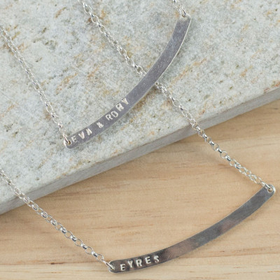 Silver Bar Necklace Set - personalised jewellery - layered necklaces - name plate necklace - custom hand stamped - custom monogram jewellery