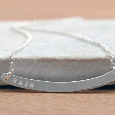 Silver Bar Necklace Set - personalised jewellery - layered necklaces - name plate necklace - custom hand stamped - custom monogram jewellery