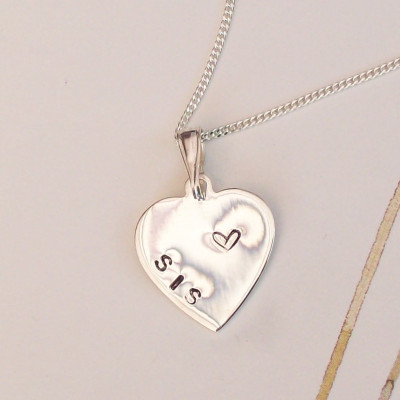 Silver Heart Mum Necklace Nan , Mum , Mam , Mom , Nan , Gran , Sis. Necklace made to order UK
