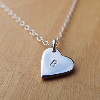 Silver Heart Necklace With Initial - Sterling Silver