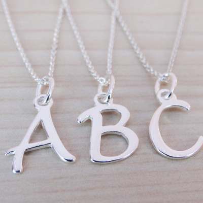 Silver Initial Necklace - Sterling Silver