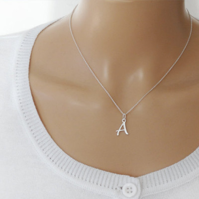 Silver Initial Necklace - Sterling Silver