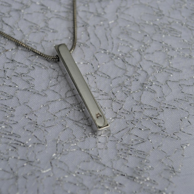 Silver Initial Necklace, Silver Bar Initial Necklace, Personalised Silver Necklace, Personalised Initial Necklace, Vertical Bar Necklace