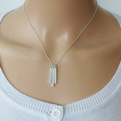 Silver Name Necklace - Three Or More Silver Sticks - Sterling Silver