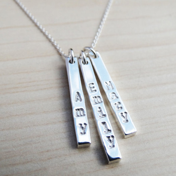 Silver Name Necklace - Three Or More Silver Sticks - Sterling Silver