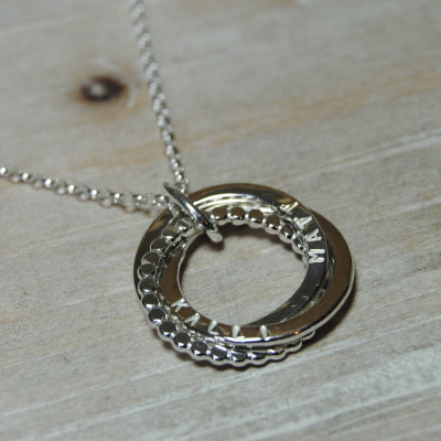 Silver Names Necklace, Family Necklace, Interlocking Rings, Moms Gift, Kids Names, Mixed Metals