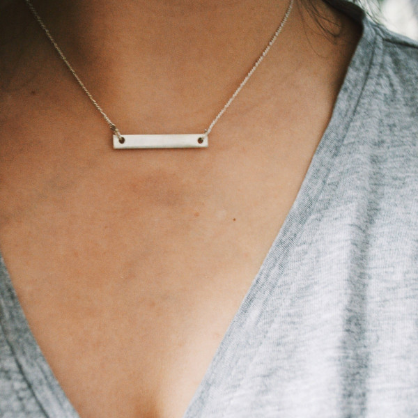 Silver Personalised Bar Necklace