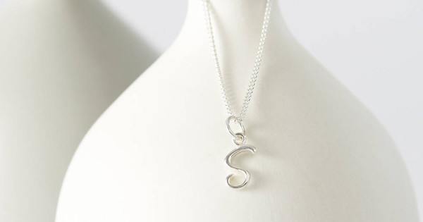 Silver Script Initial Necklace