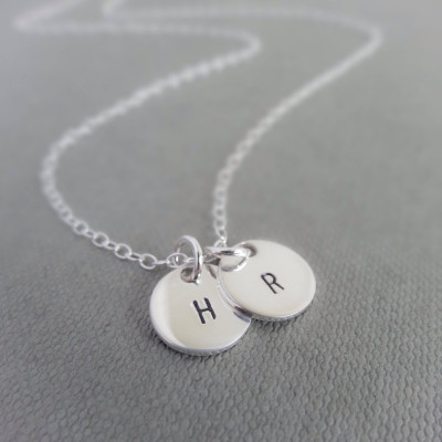 Silver initial necklace - sterling silver initial  necklace, everyday necklace for women, silver disc necklace, letter necklace