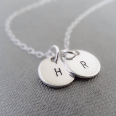 Silver initial necklace - sterling silver initial  necklace, everyday necklace for women, silver disc necklace, letter necklace