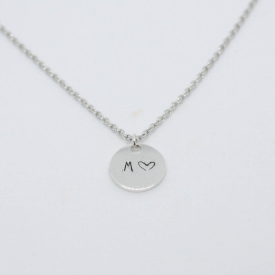 Silver initial necklace . Personalized gift . Letter necklace with chain . Disc necklaces for women . 925 sterling silver . SAMENA .