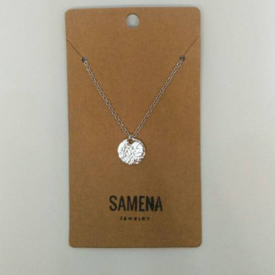 Silver initial necklace . Personalized gift . Letter necklace with chain . Disc necklaces for women . 925 sterling silver . SAMENA .