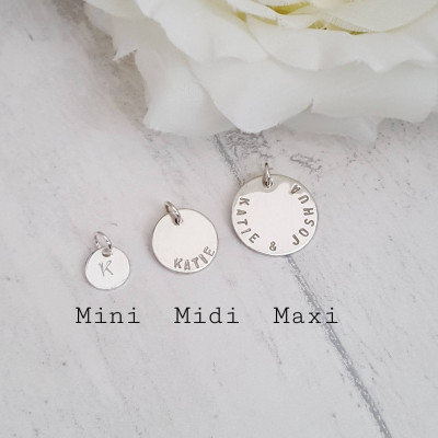 Silver initial necklace, Christmas gift idea, Personalised mini disc necklace, Personalised initial necklace, Initial Pendant