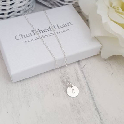 Silver initial necklace, Christmas gift idea, Personalised mini disc necklace, Personalised initial necklace, Initial Pendant