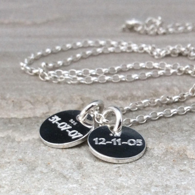 Silver name necklace, kids name necklace, personalised, sterling silver, gift for mum, silver necklace, date engraved on back,