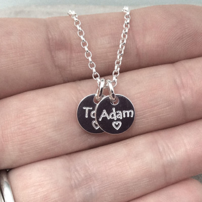 Silver name necklace, kids name necklace, personalised, sterling silver, gift for mum, silver necklace, date engraved on back,