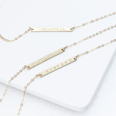 Skinny 18k Gold Filled Bar Necklace, Reversible Personalised Necklace, Name Necklace, Personalised Gift, Gift For Her