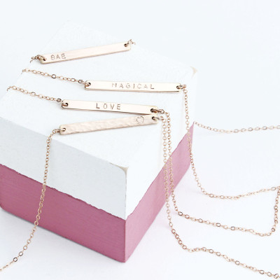 Skinny 18k Rose Gold Fill Bar Necklace - Personalised Necklace - Bar Necklace - Minimalist - Personalised Gift - Name Necklace - Rose Gold