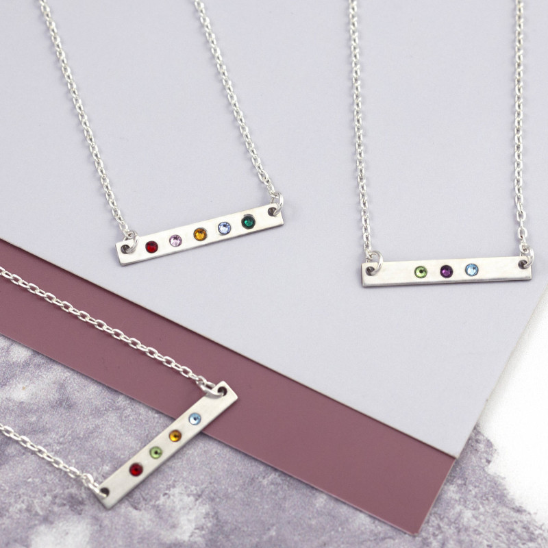 Sterling Silver Family Halo Birthstone Personalised Necklace | Bloom  Boutique