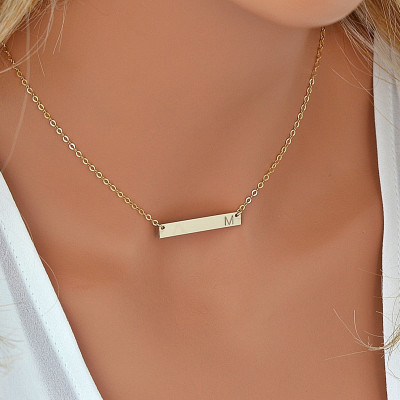 Small Bar Necklace, Delicate Necklace, Skinny Bar Necklace Engraved, Initial Bar Necklace Gold, Silver, Rose Gold 4x30