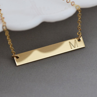 Small Bar Necklace, Delicate Necklace, Skinny Bar Necklace Engraved, Initial Bar Necklace Gold, Silver, Rose Gold 4x30