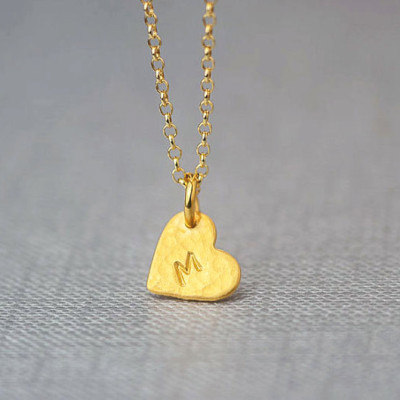 Solid Gold Heart Necklace Initial Necklace Dainty 18k solid Gift for Her Bridal necklace dainty personalized gift Christmas gift