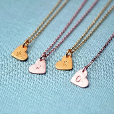 Solid Gold Heart Necklace Initial Necklace Dainty 18k solid Gift for Her Bridal necklace dainty personalized gift Christmas gift