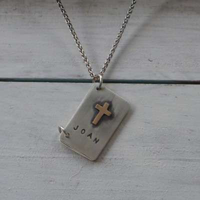 Sterling Silver - Personalised - Hand stamped - Gold - Cross - Book - Bible - Message - Unique gift her - Necklace - Locket
